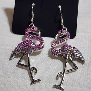 Paparazzi Pink and Silver Flamingo Earrings